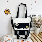 Large capacity Korean-style canvas crossbody bag, durable, trendy unisex design with adjustable strap, multiple compartments, suitable for students, any color